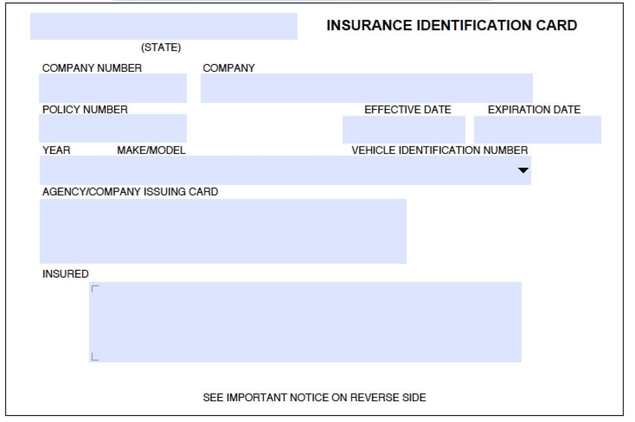 Car insurance card template